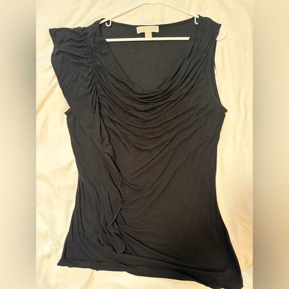 Michael Kors Black Draped Sleeveless Camisole